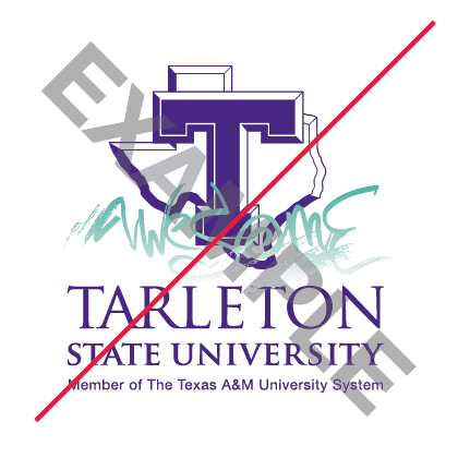 Tarleton logo with marks covering it