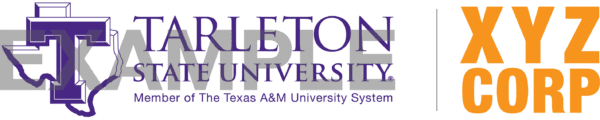 Tarleton State University logo with "XYZ Corp" logo