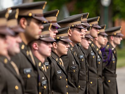 photo of core of cadets at position