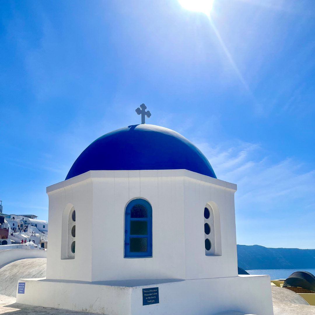 Blue Dome Church in Santorini, Greece