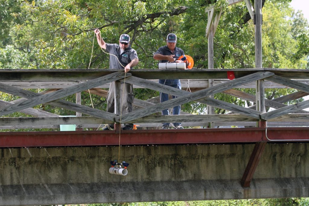 TIAER employees testing water samples