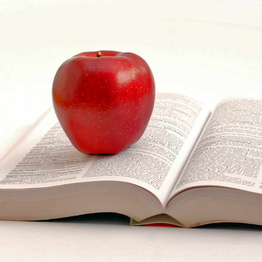 book with apple